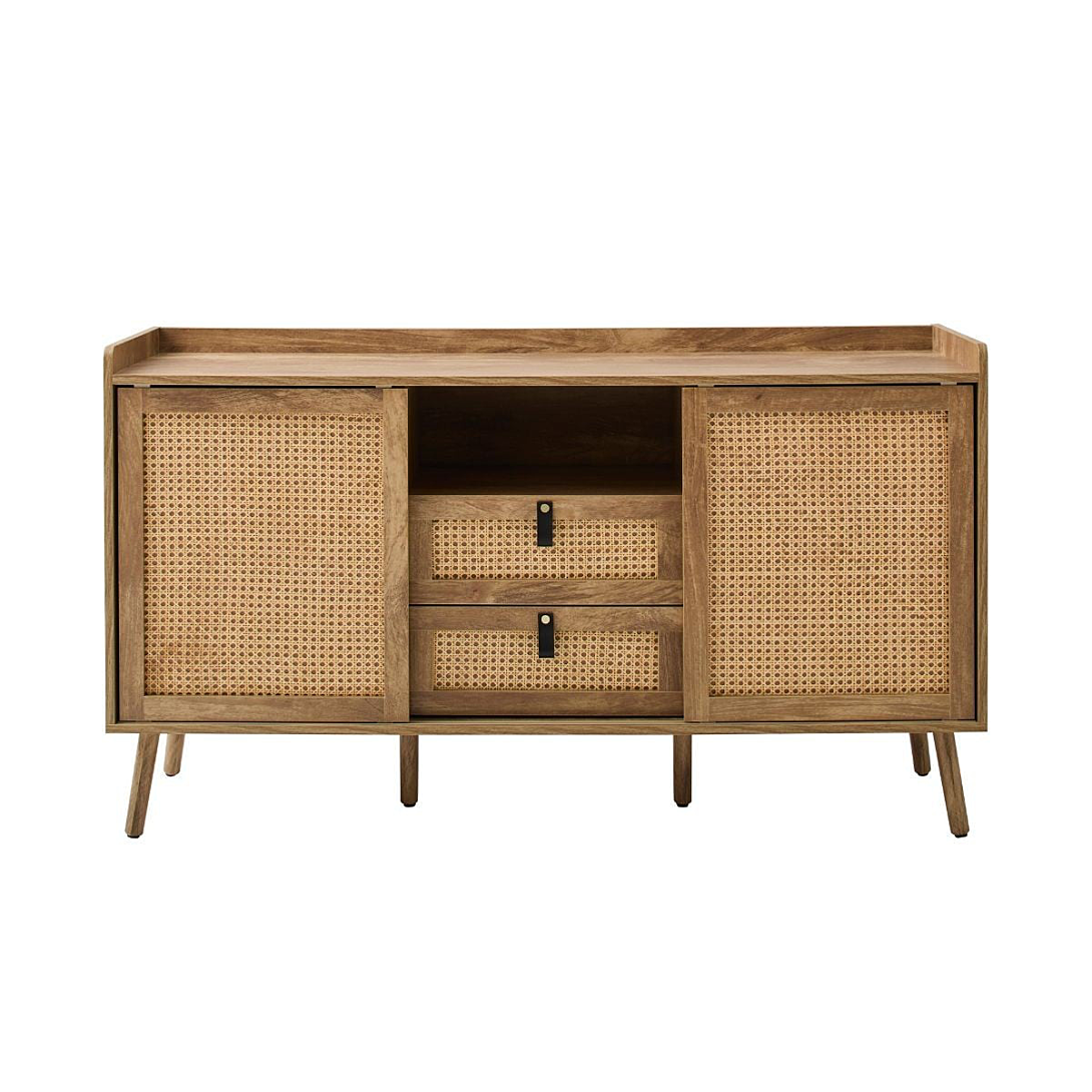 Calicosy Buffet 2 portes et 2 tiroirs avec façades en rotin L140 cm PALMO