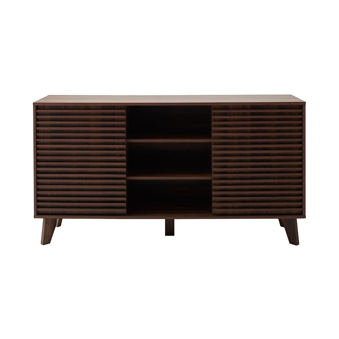 Calicosy Buffet 2 portes coulissantes façades effet bois rainuré L140 cm FRIBOURG