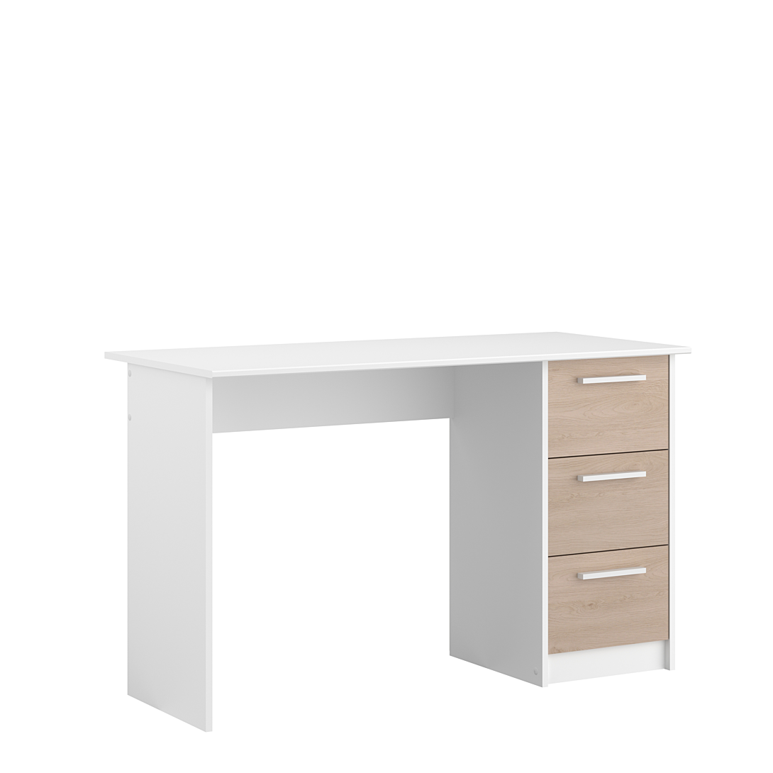 Bureau droit ESSENTIEL 3 tiroirs Décor chêne et 121 2 x P 55 x H 74 5 cm PARISOT - vue 2