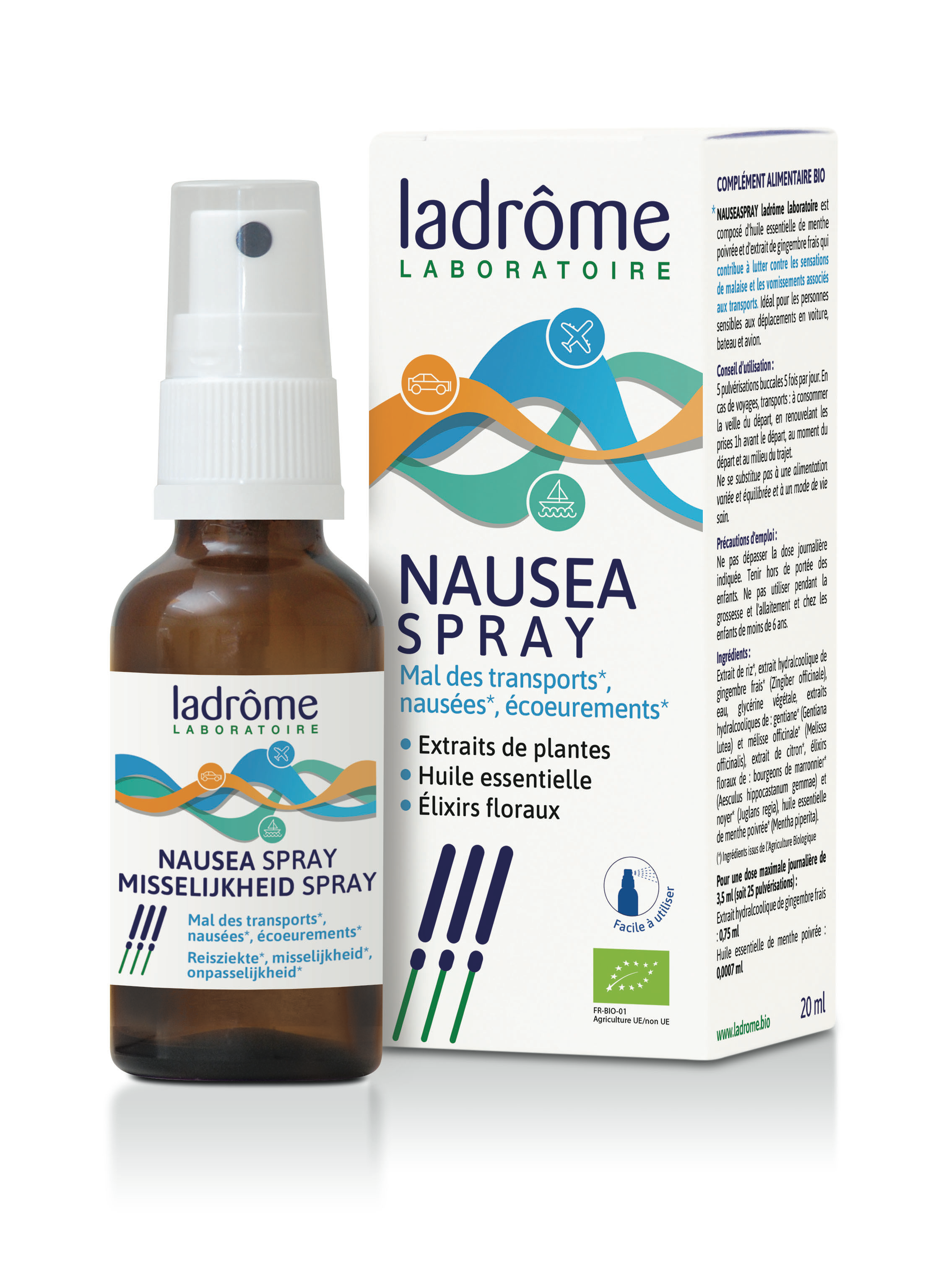 Ladrôme Nauseaspray Complexe Mal des Transports Bio 20ml