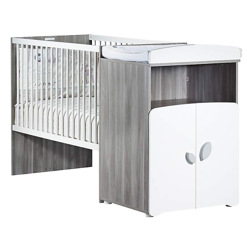 Lit combiné 120x60cm Evolutif en 90x190cm Babyprice Leaf En bois