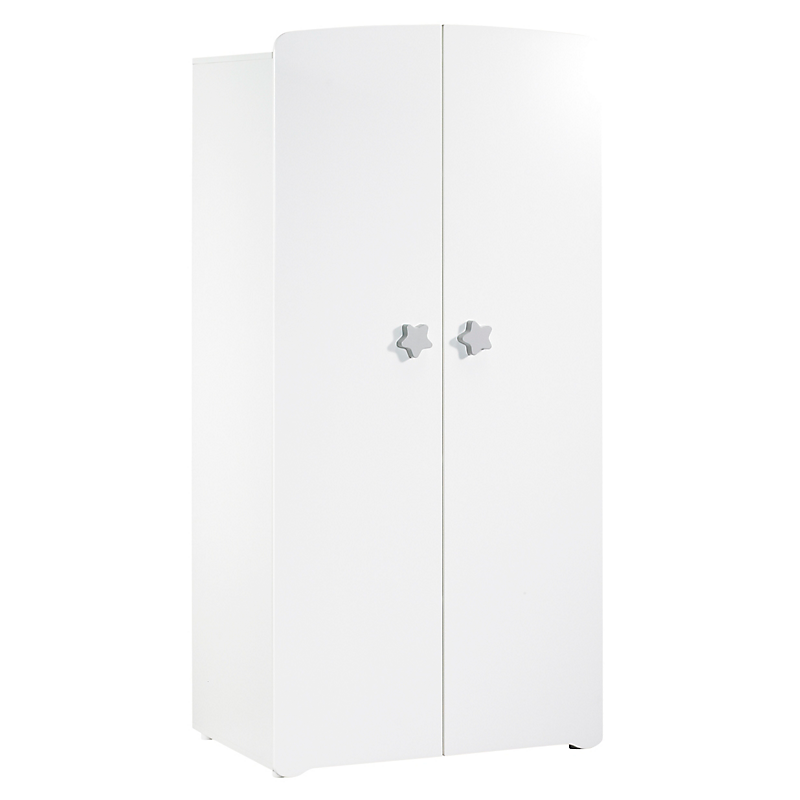 Armoire chambre bébé 2 portes - Boutons étoile gris