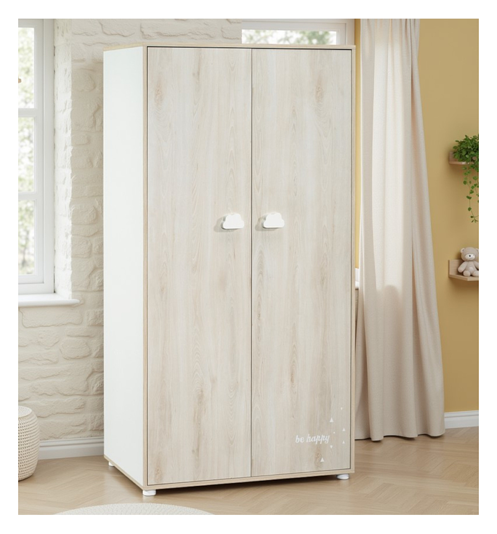 Armoire 2 portes Hêtre Cendré SMILE