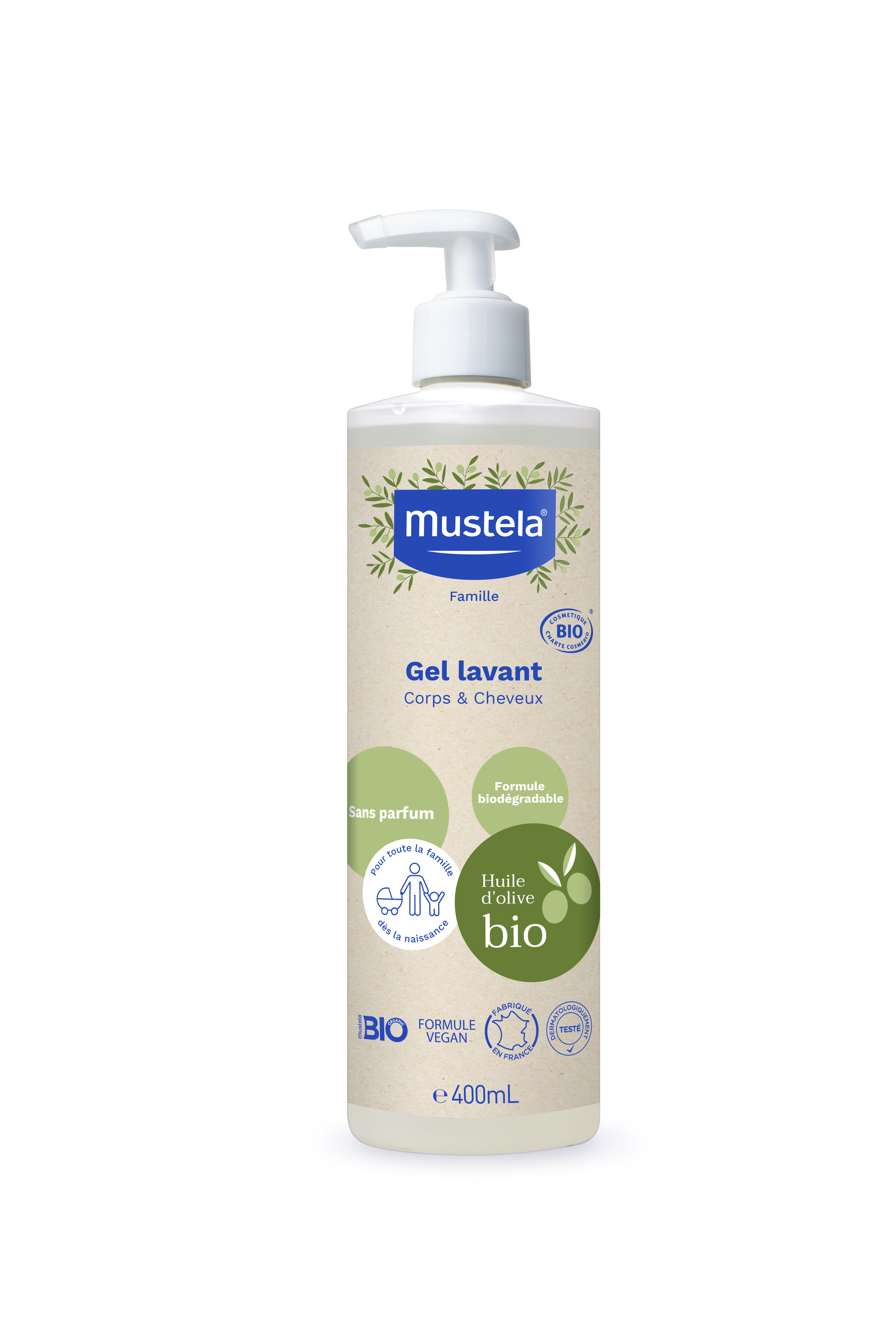 Mustela gel lavant à ’huile d’ sans parfum bio 400ml - vue 2
