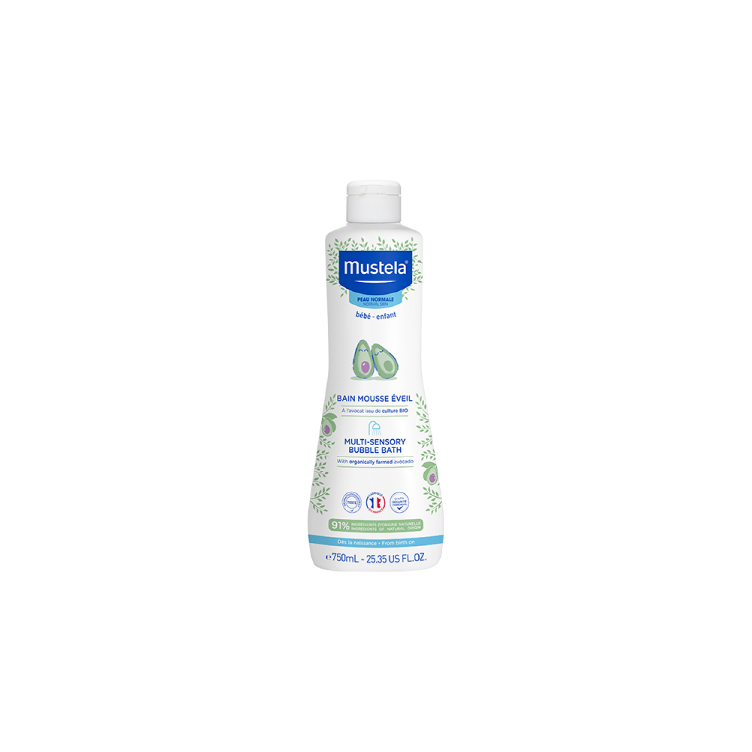 Bain Mousse Pour Bébé Éveil À 'avocat Bio Mustela La Pompe De 750ml - vue 2