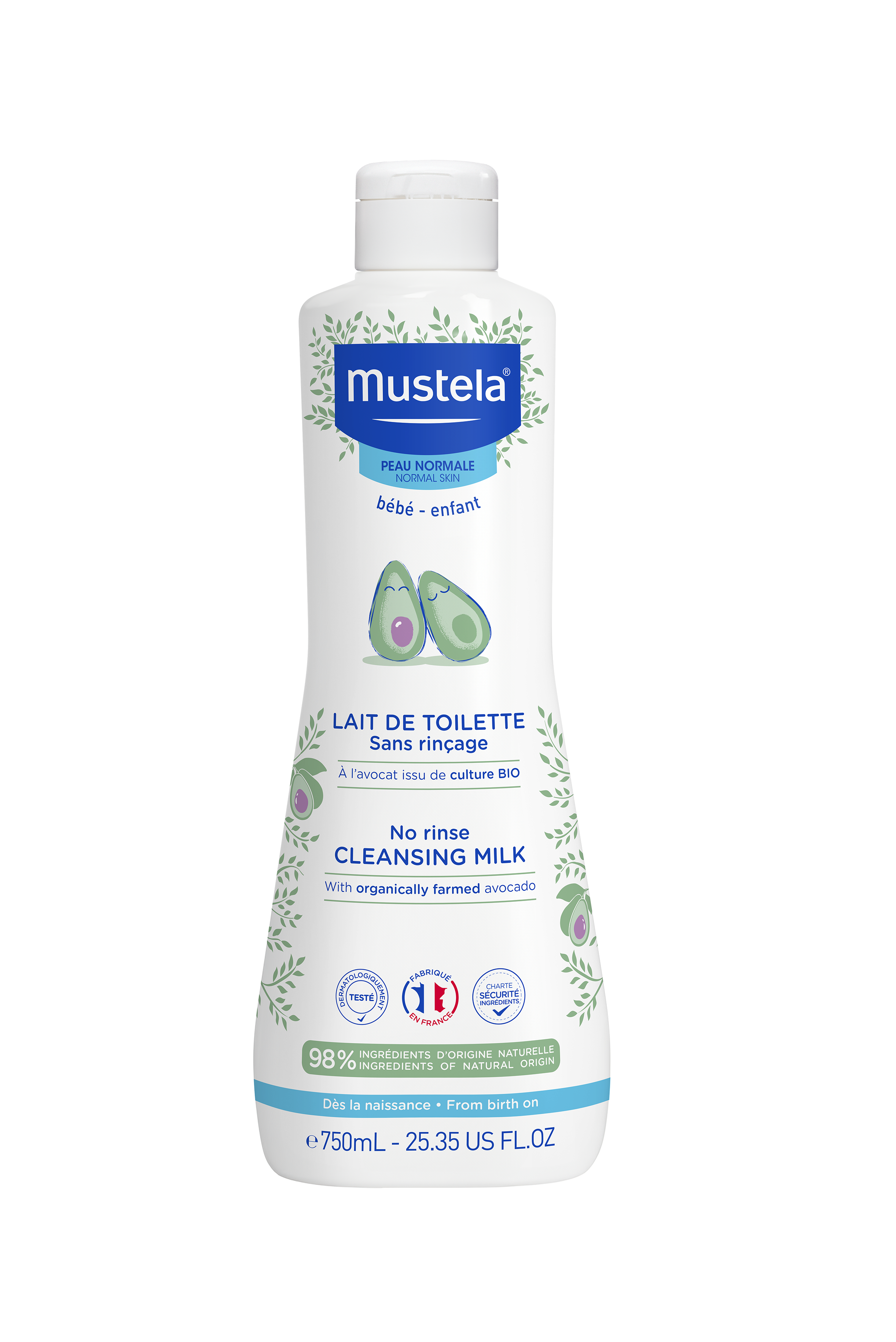Mustela Lait de Toilette sans rinçage 750ml