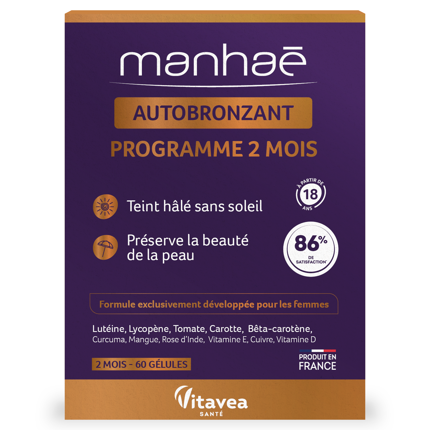 Complément Alimentaire Autobronzant Sans Soleil Manhae La Boîte De 60 Gélules - vue 1