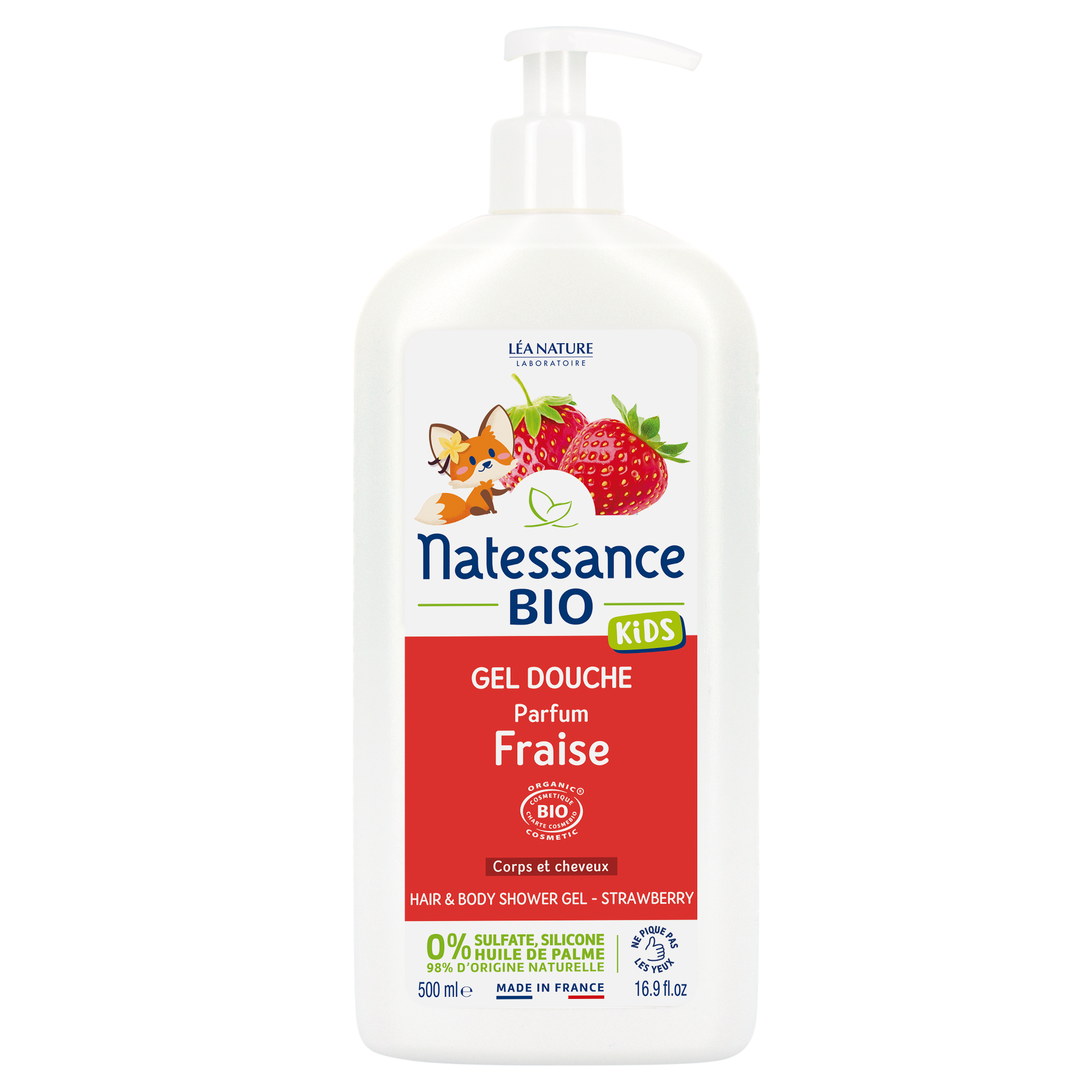 Natessance Gel Douche Vanille Fraise Bio 500ml Natessance