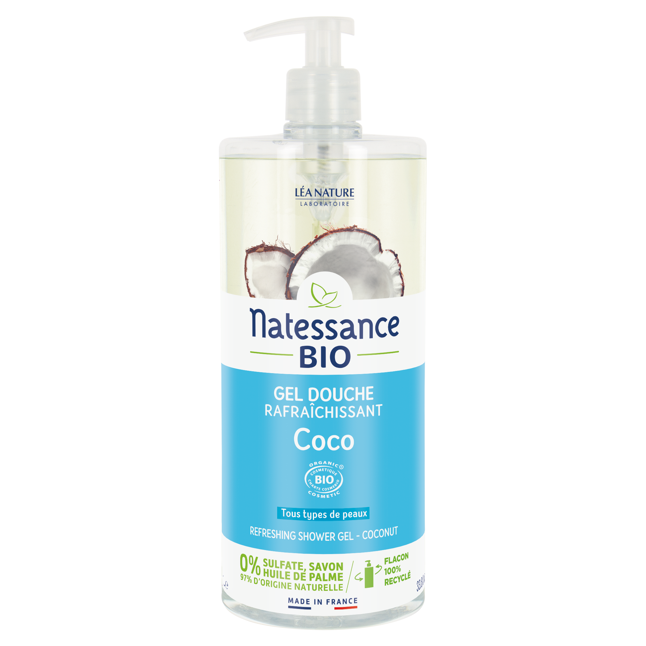 Gel douche rafraîchissant eau de coco bio 1l