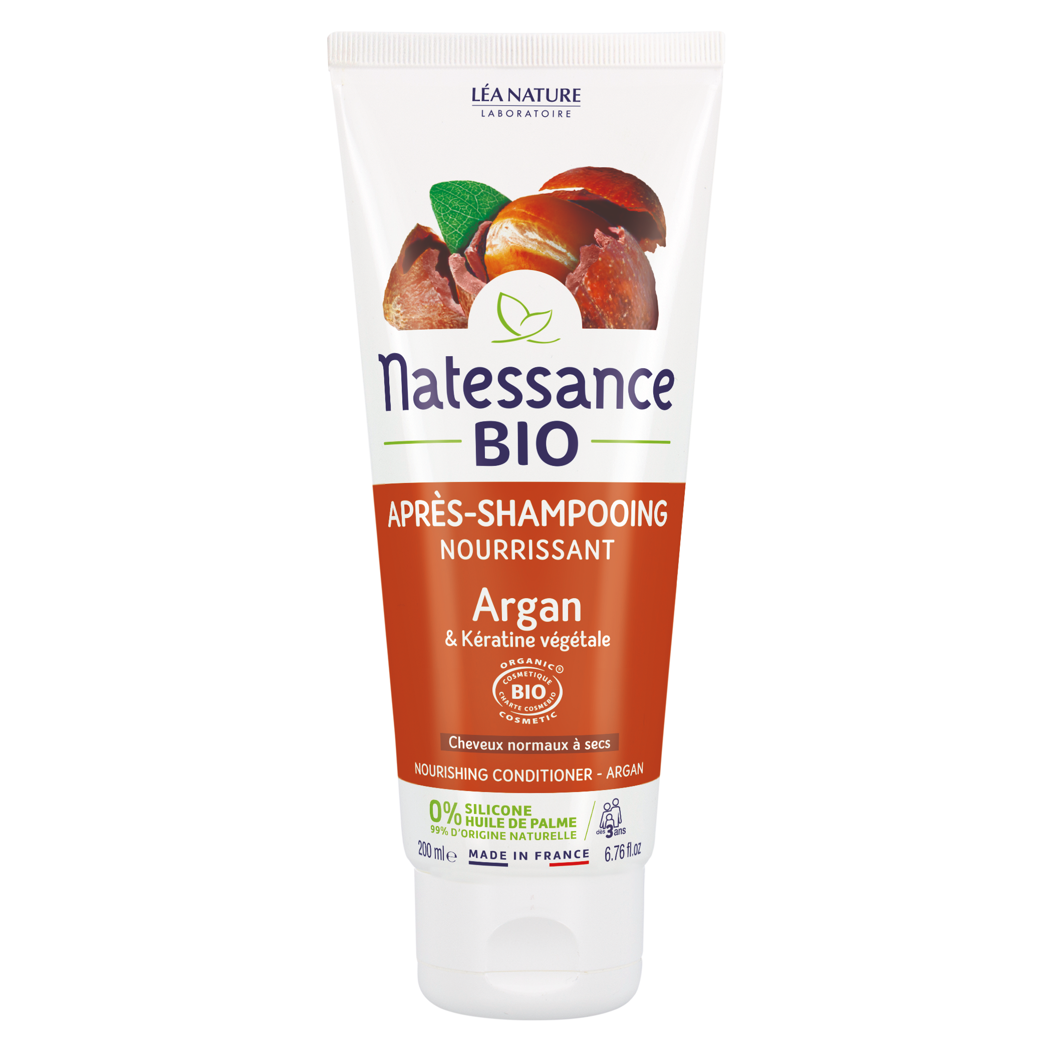 Après shampoing Nourrissant Argan & Kératine Végétale Bio Natessance 'après shampoing De 200ml