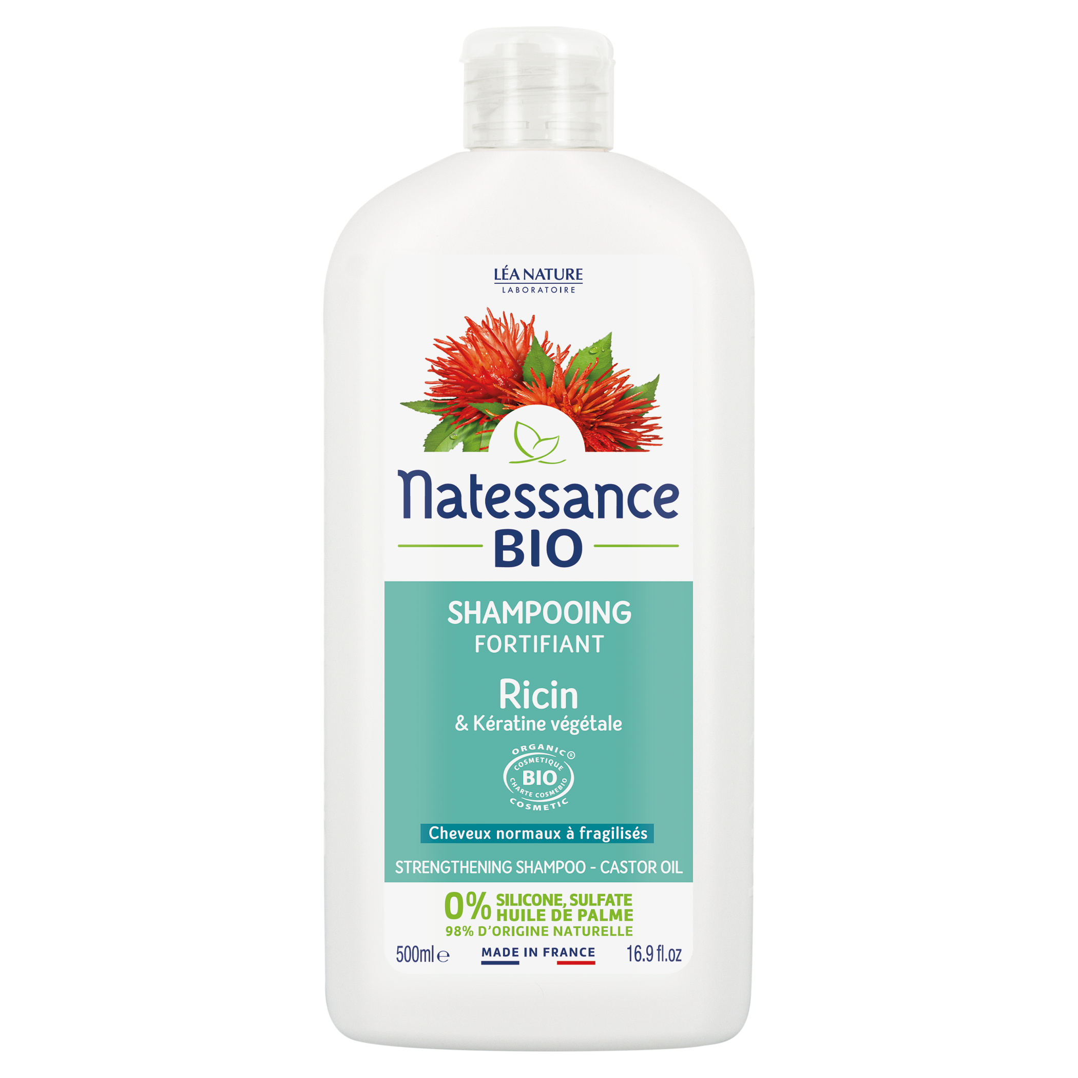 Natessance shampoing fortifiant ricin et kératine végétale bio 500ml - vue 2