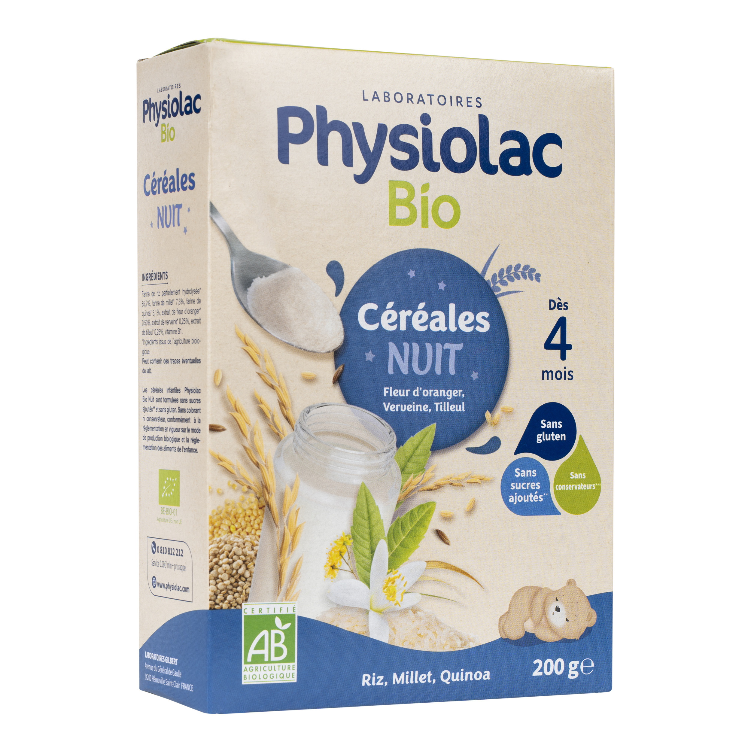 Physiolac Céréales Nuit 200g Bio
