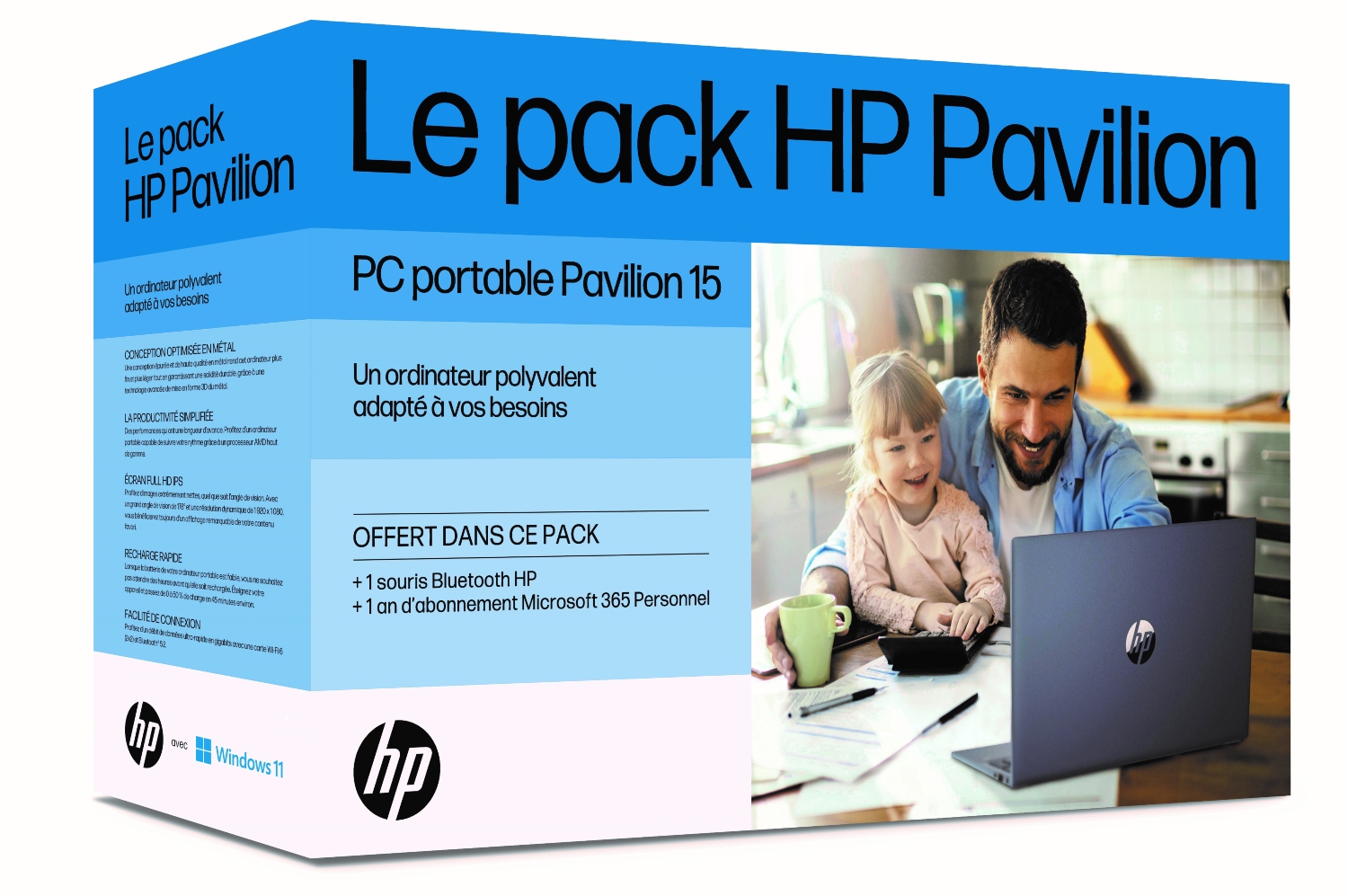 Pack PC Portable HP 15-eh1026nf 15,6 Full HD - R5 - 16Go RAM - 512Go SSD + Souris + 1 an Microsoft