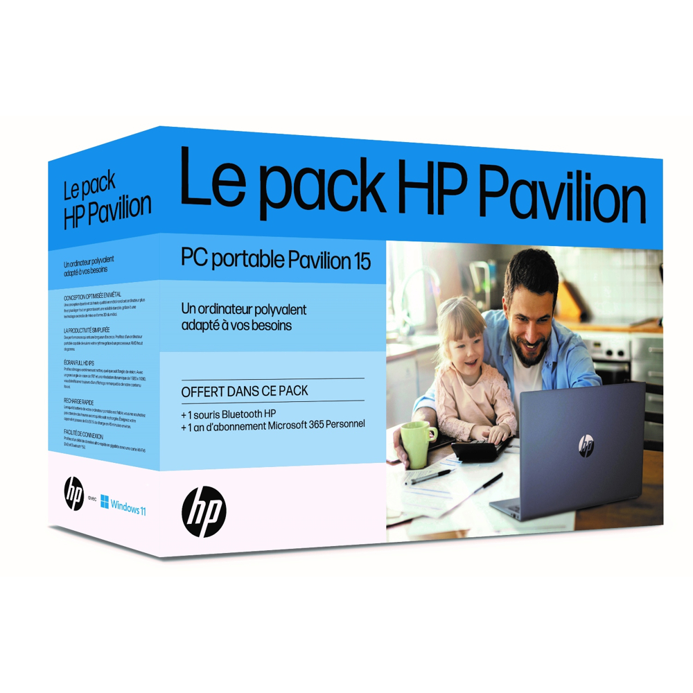 Pack PC Portable HP 15-eh1026nf 15,6 Full HD - R5 - 16Go RAM - 512Go SSD + Souris + 1 an Microsoft