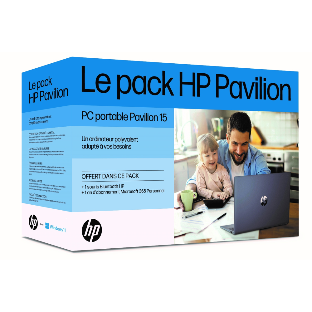 Pack PC Portable HP 15-eh1026nf 15,6 Full HD - R5 - 16Go RAM - 512Go SSD + Souris + 1 an Microsoft