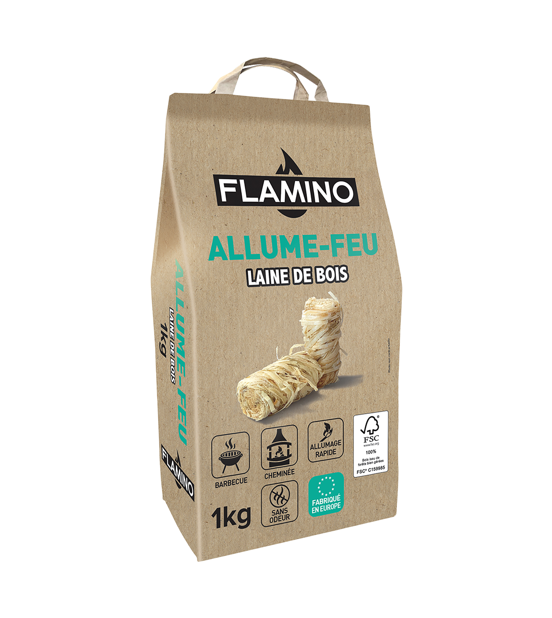 Allume-feux laines de bois 1KG FLAMINO