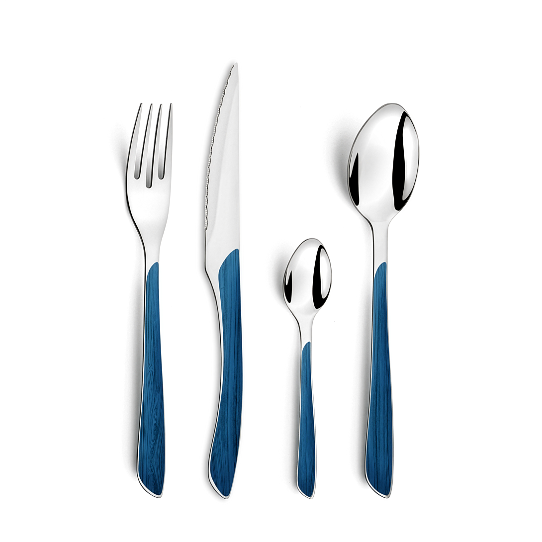 Coffret Kraft 24P ECLAT BOIS bleu