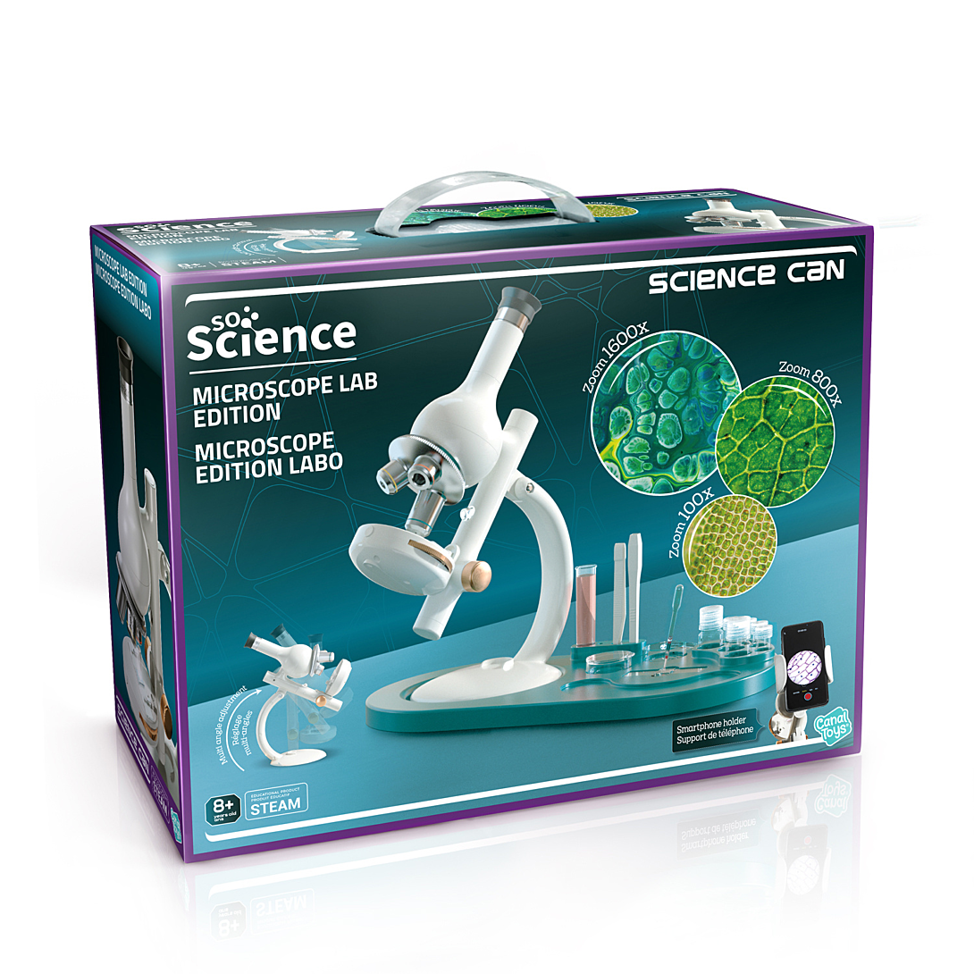 Canal Toys So Science Microscope édition labo avec grossissement jusquà filtre RGB et support téléphone COS 004