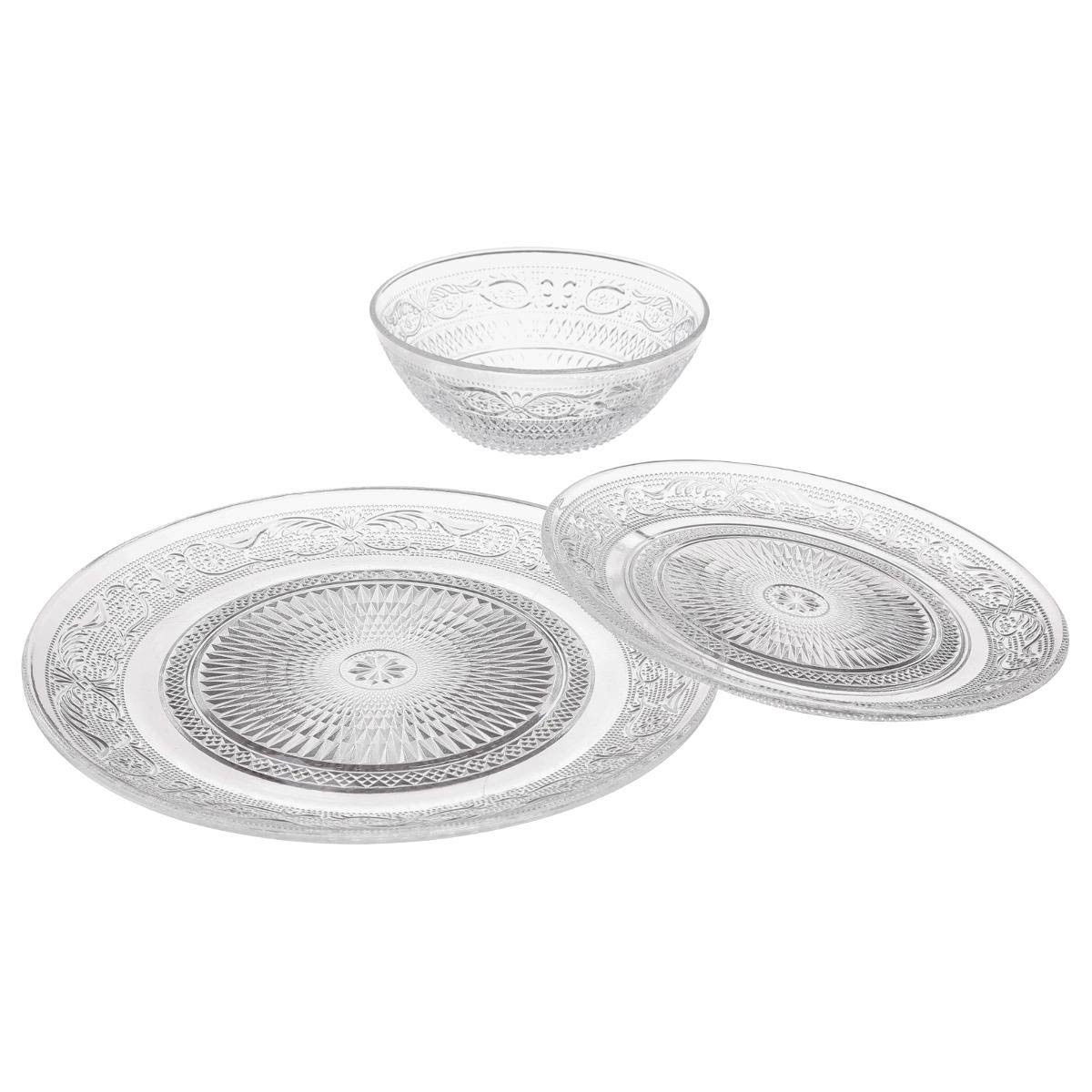 Service De Table 18 Pièces Green Harmony - Assiettes Plates, Creuses Et à Dessert - Porcelaine Verte - Ø26 Cm