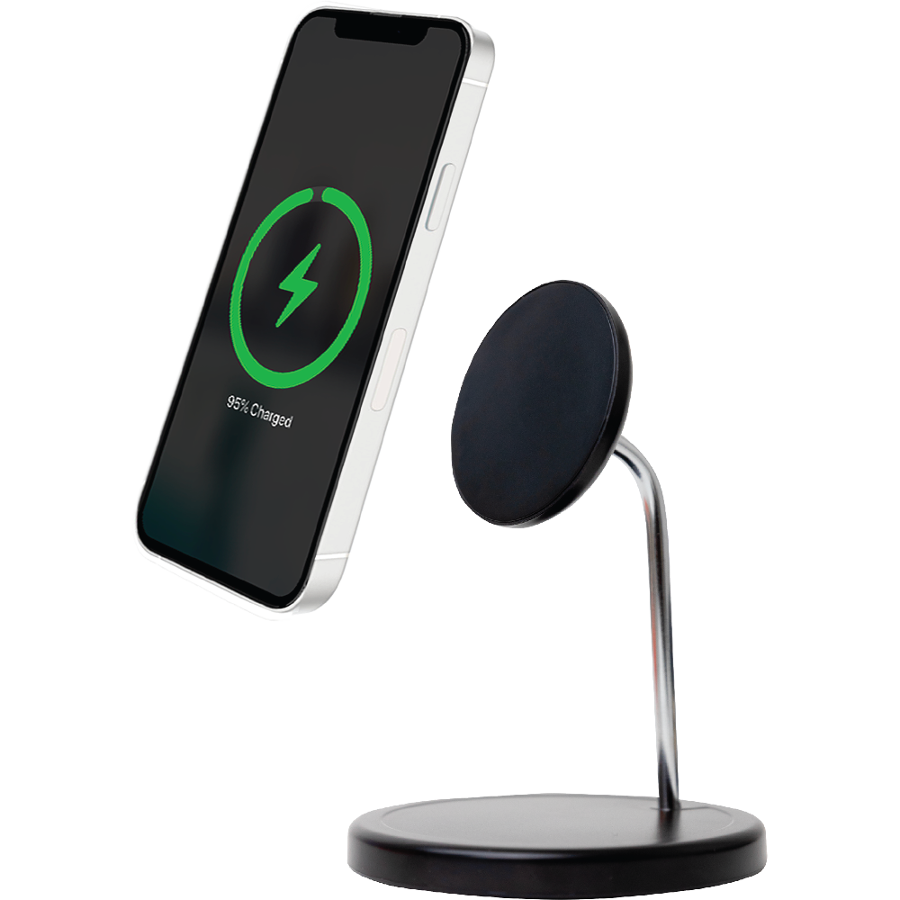 Double Chargeur induction Compatible MagSafe 15W Stand Noir Bigben