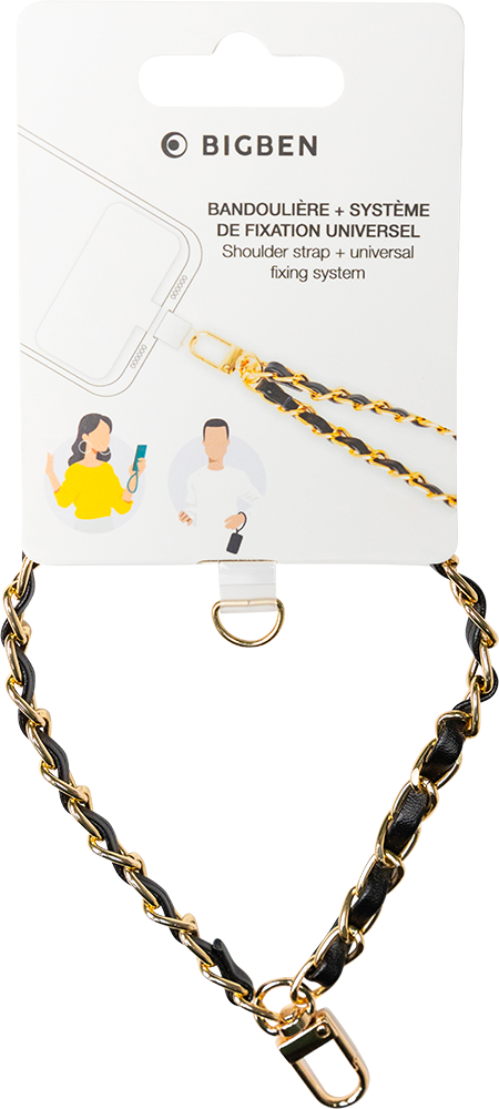 Dragonne Universelle Amovible Chaine Gold + Noir Bigben