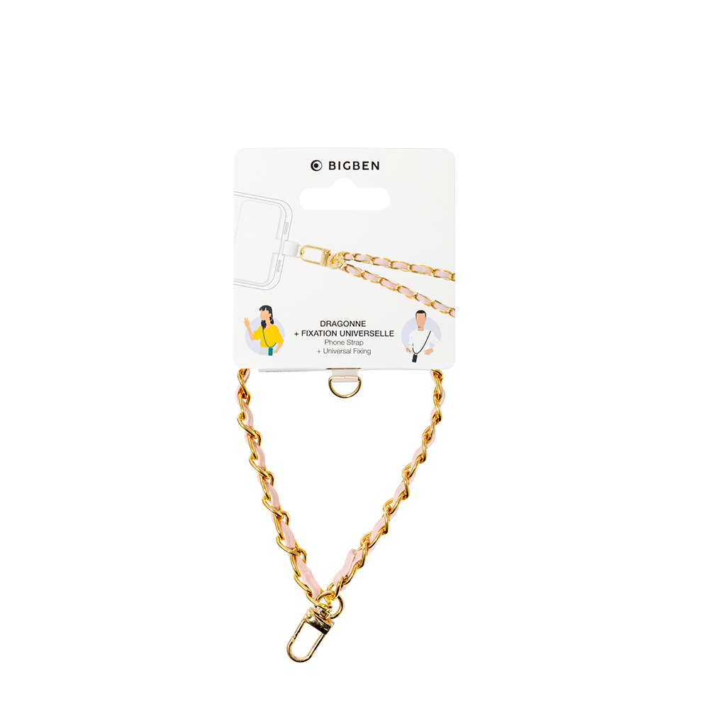 Dragonne Universelle Amovible Chaine Gold + Rose Bigben