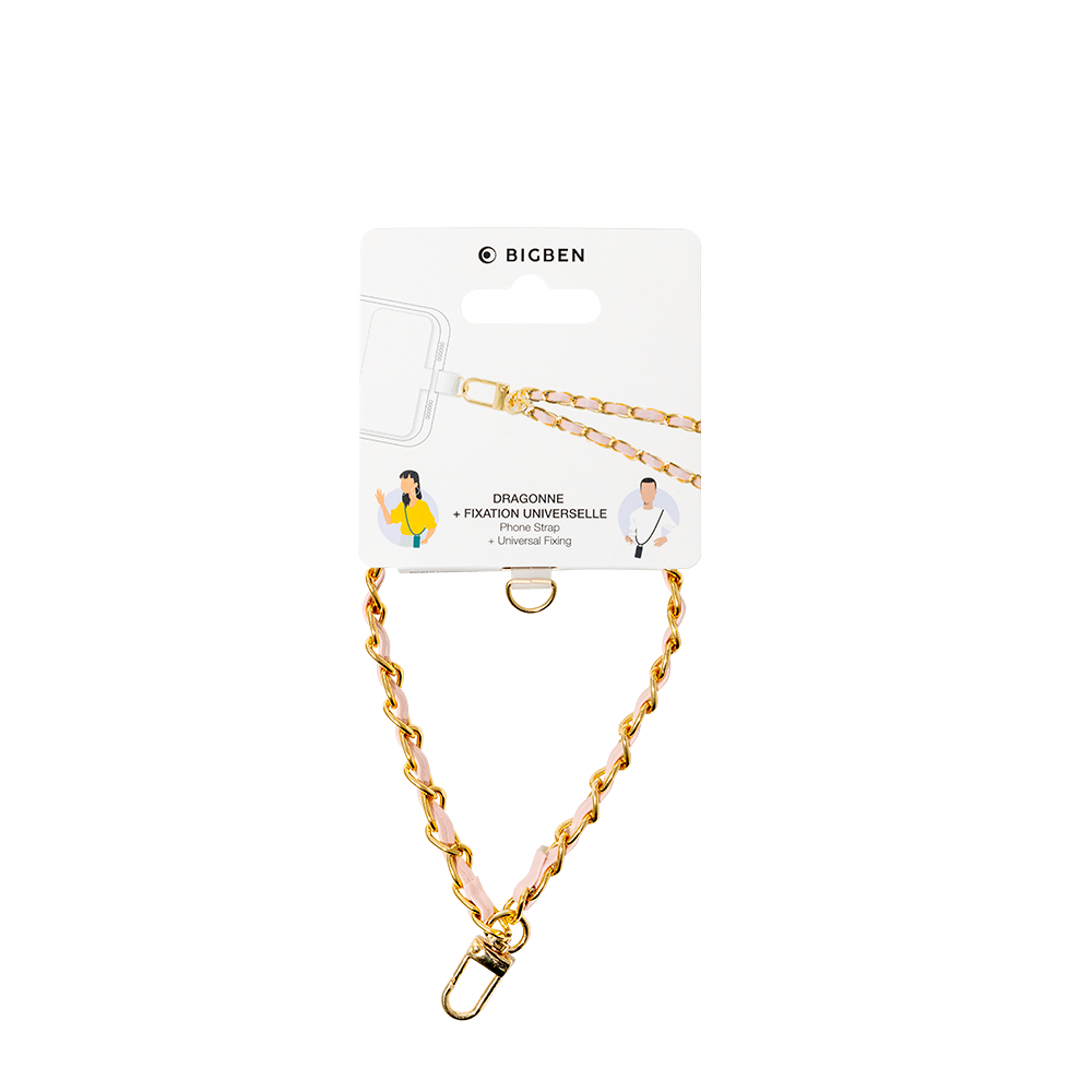 Dragonne Universelle Amovible Chaine Gold + Rose Bigben