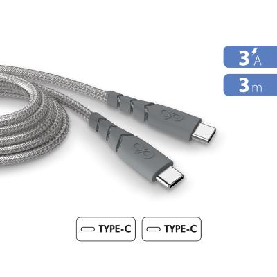 Câble Ultra-renforcé USB C/USB C 3m 3A Gris