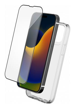 Bigben Connected - Coque Téléphone + Protecteur d'écran 2.5D - iPhone 15 Pro Max - Transparent