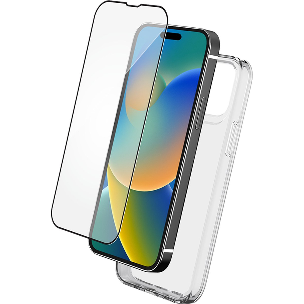 Bigben Connected - Coque Téléphone + Protecteur d'écran 2.5D - iPhone 15 Pro Max - Transparent