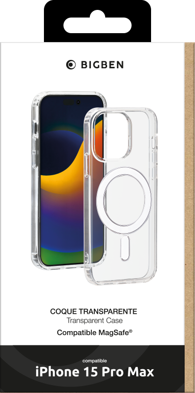 Coque iPhone 15 Pro Max Compatible MagSafe Hybride Transparente Bigben