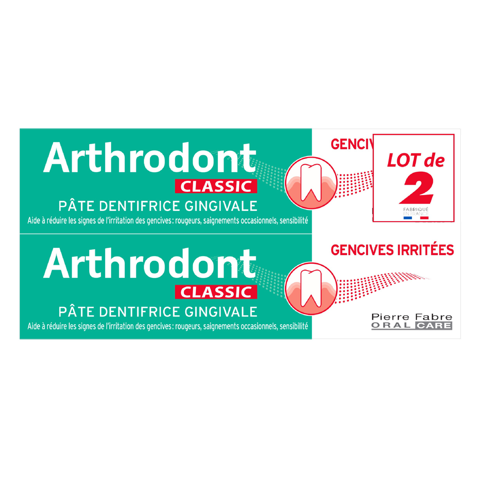 Arthrodont Classic Pâte dentifrice gingivale Gencives sensibles duo 2x75ml