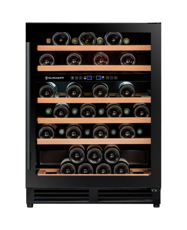 Climadiff Cbu50D2B Refroidisseur à Vin Refroidisseur De Vin Compresseur Pose Libre Noir 51 Bouteille(S)