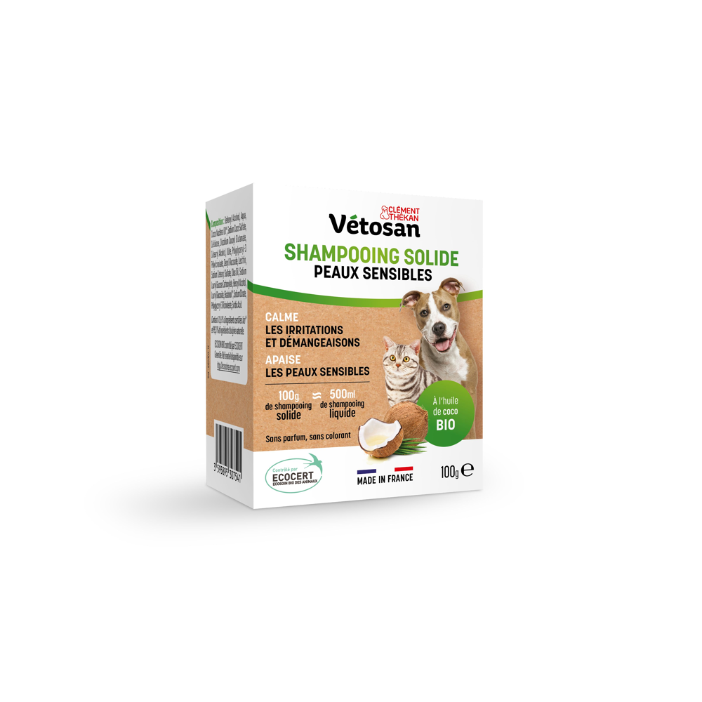 Vétosan Shampooing Peaux Sensibles Solide Ecosoin 100g