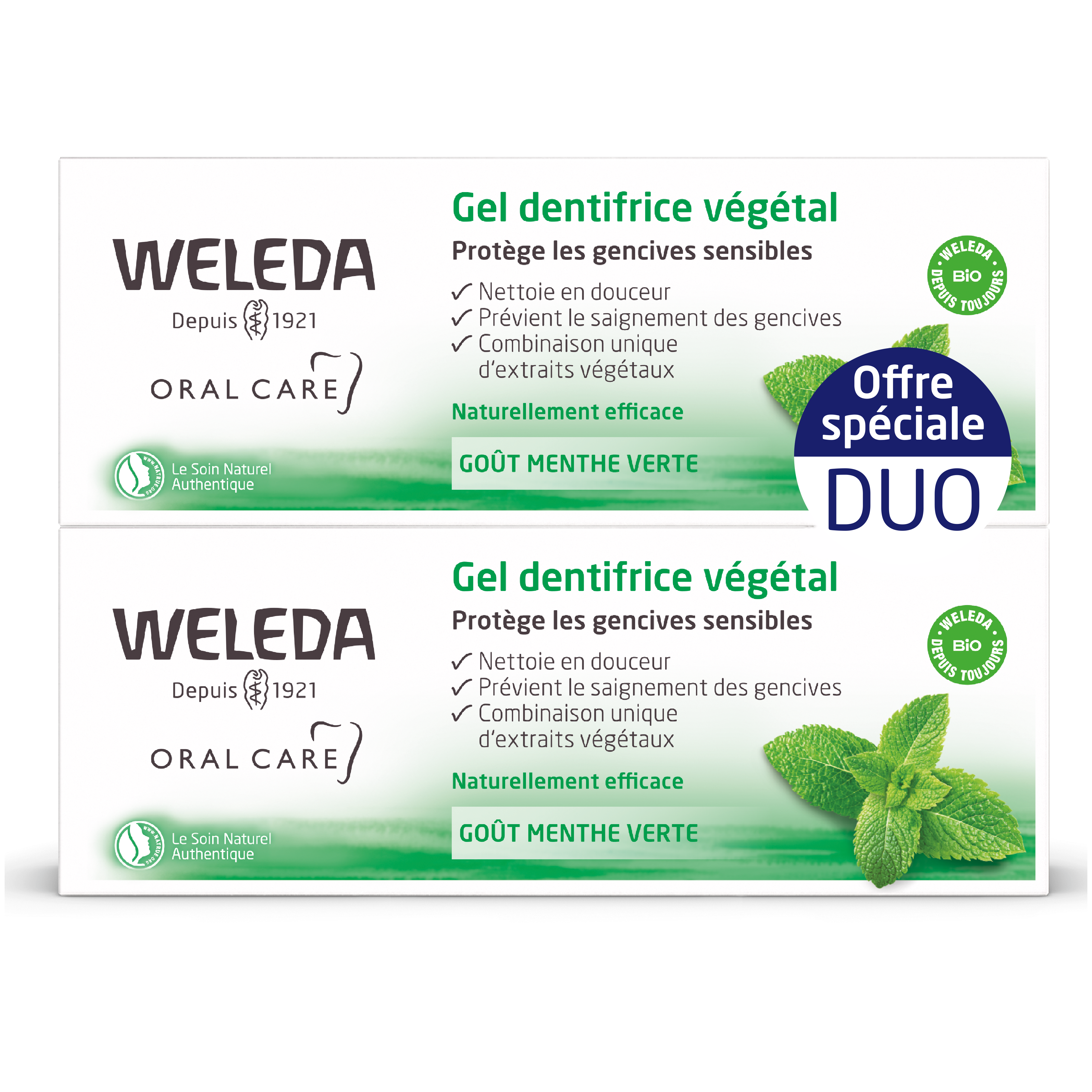 Duo Gel Dentifrice Végétal - 2x75ml