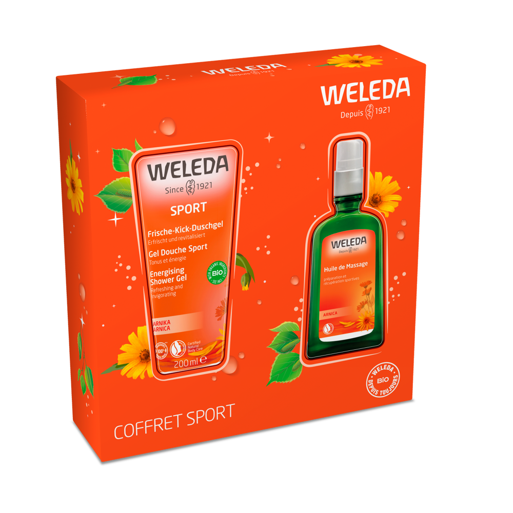 Coffret Sport : Gel douche sport Arnica 200ml + Huile de massage à l'arnica 100ml