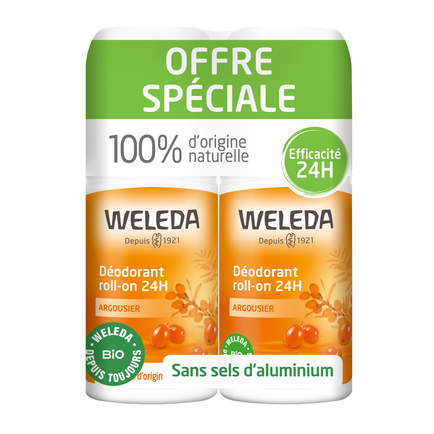 Duo Déodorant roll-on 24H Argousier - 2 x 50ml