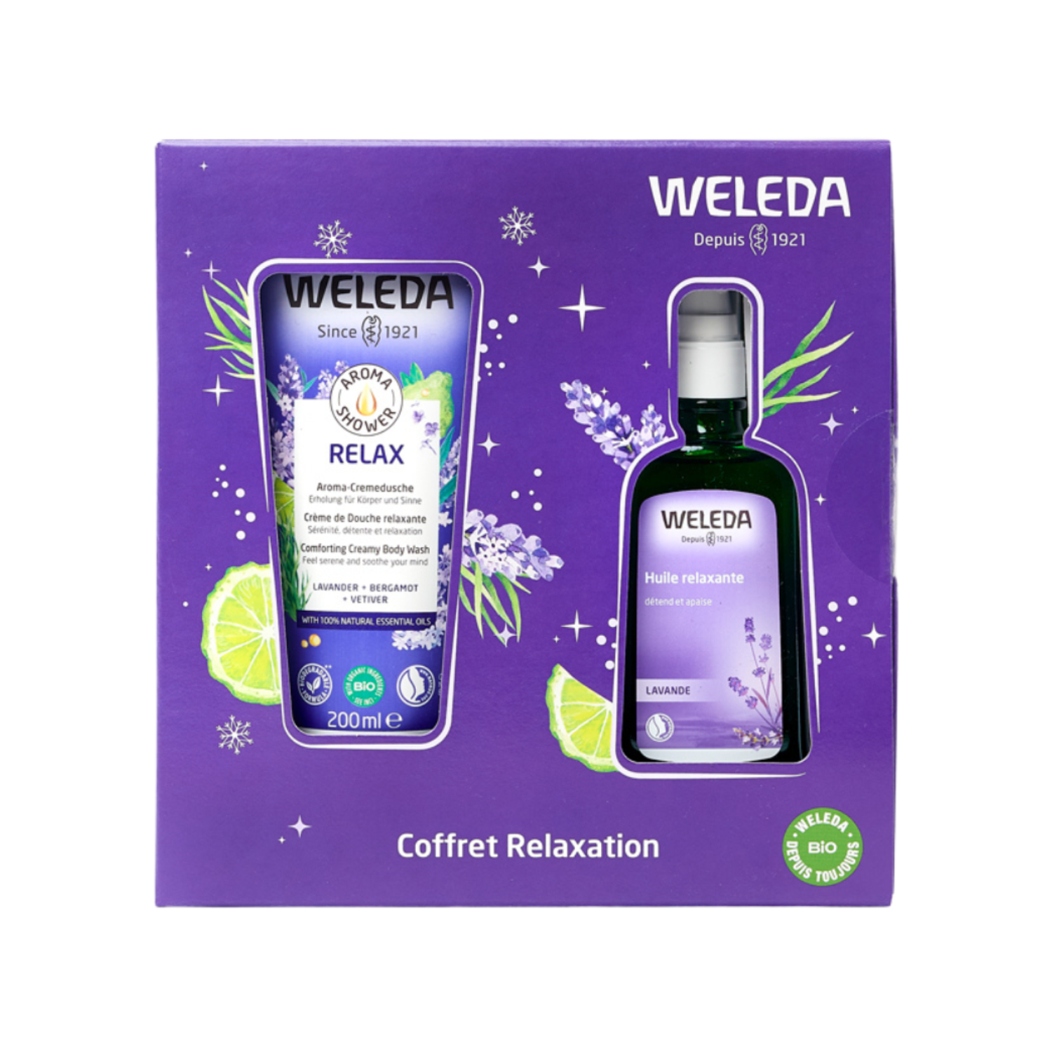 Coffret Relaxation : Aroma Shower Relax 200ml + Huile relaxante à la Lavande 100ml