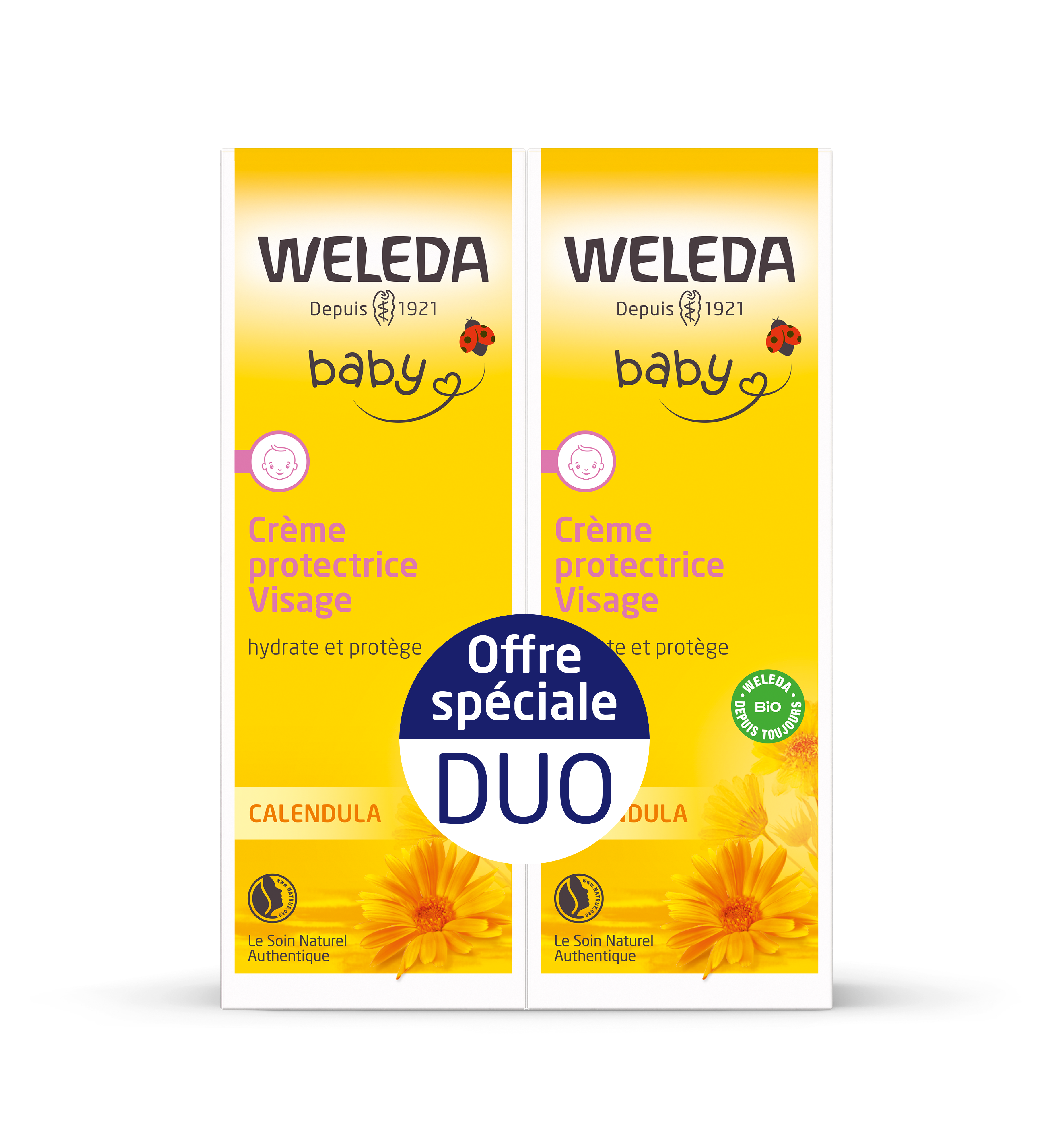 Duo Crème Protectrice Visage Calendula - 2 x 50ml