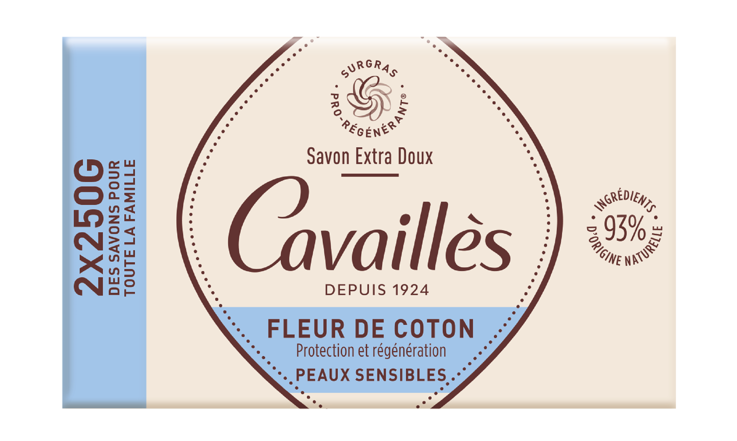 Savon Surgras Extra Doux Fleur de Coton 2x250g