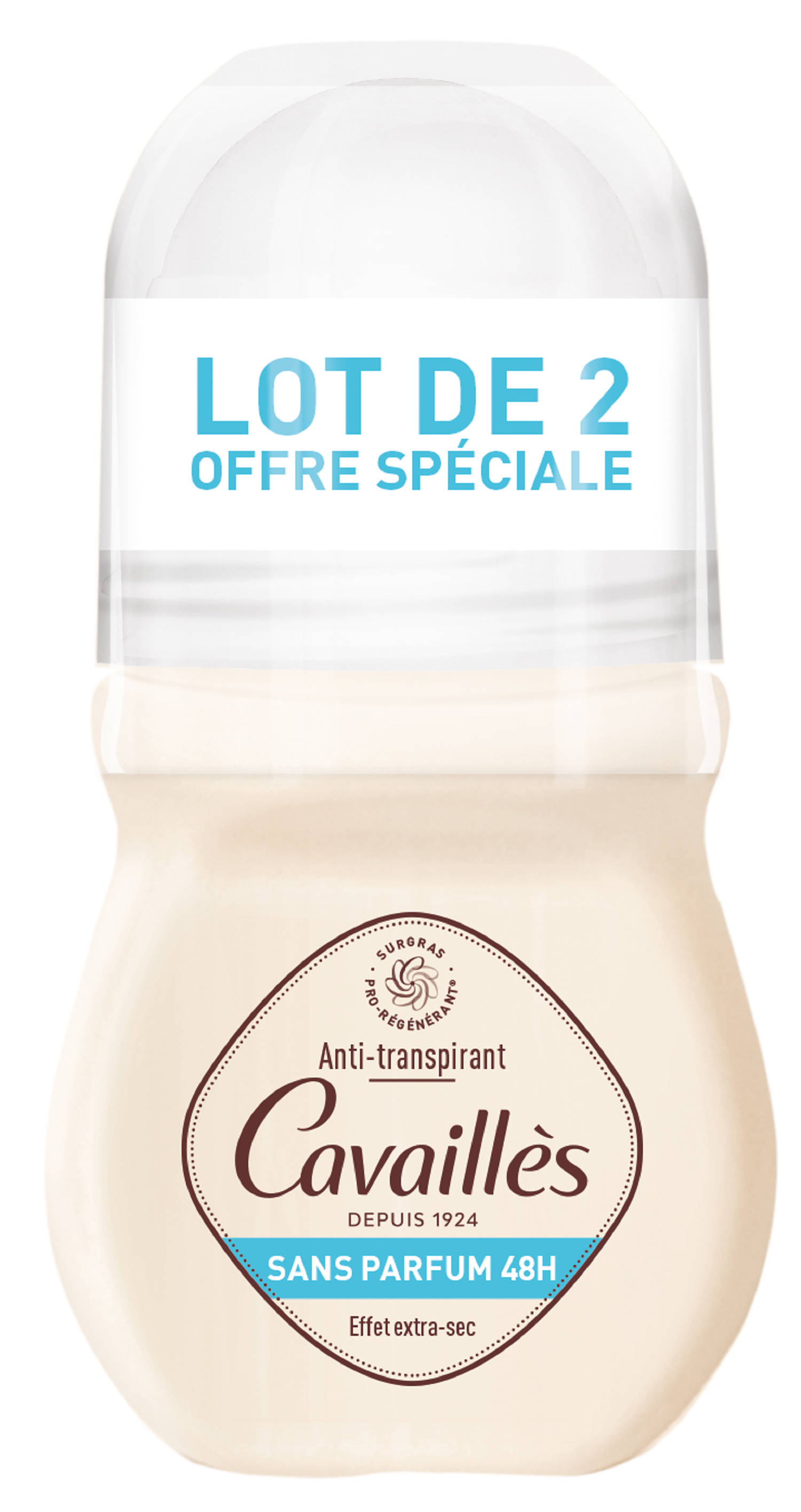 Deo Absorb+ 48H Sans Parfum Roll-On 50ml x2