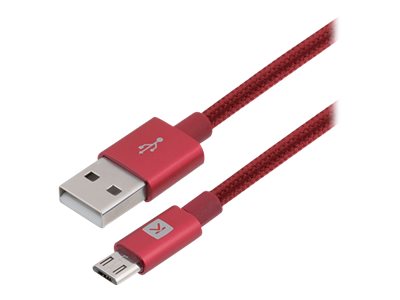 Câble USB/micro USB rouge nylon tressé - 2 m - Sélection d’Experts - Linkster