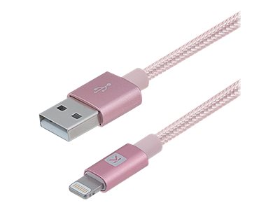 Câble USB/Lightning or rose nylon tressé - 2 m - Sélection d’Experts - Linkster