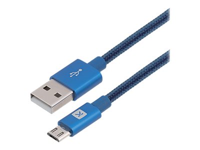 Câble USB/micro USB bleu nylon tressé - 2 m - Sélection d’Experts - Linkster