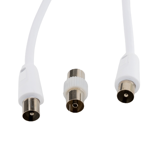 Câble antenne TV 9,52mm mâle/mâle + 1 adaptateur - 5m - Sélection d’Experts - Linkster