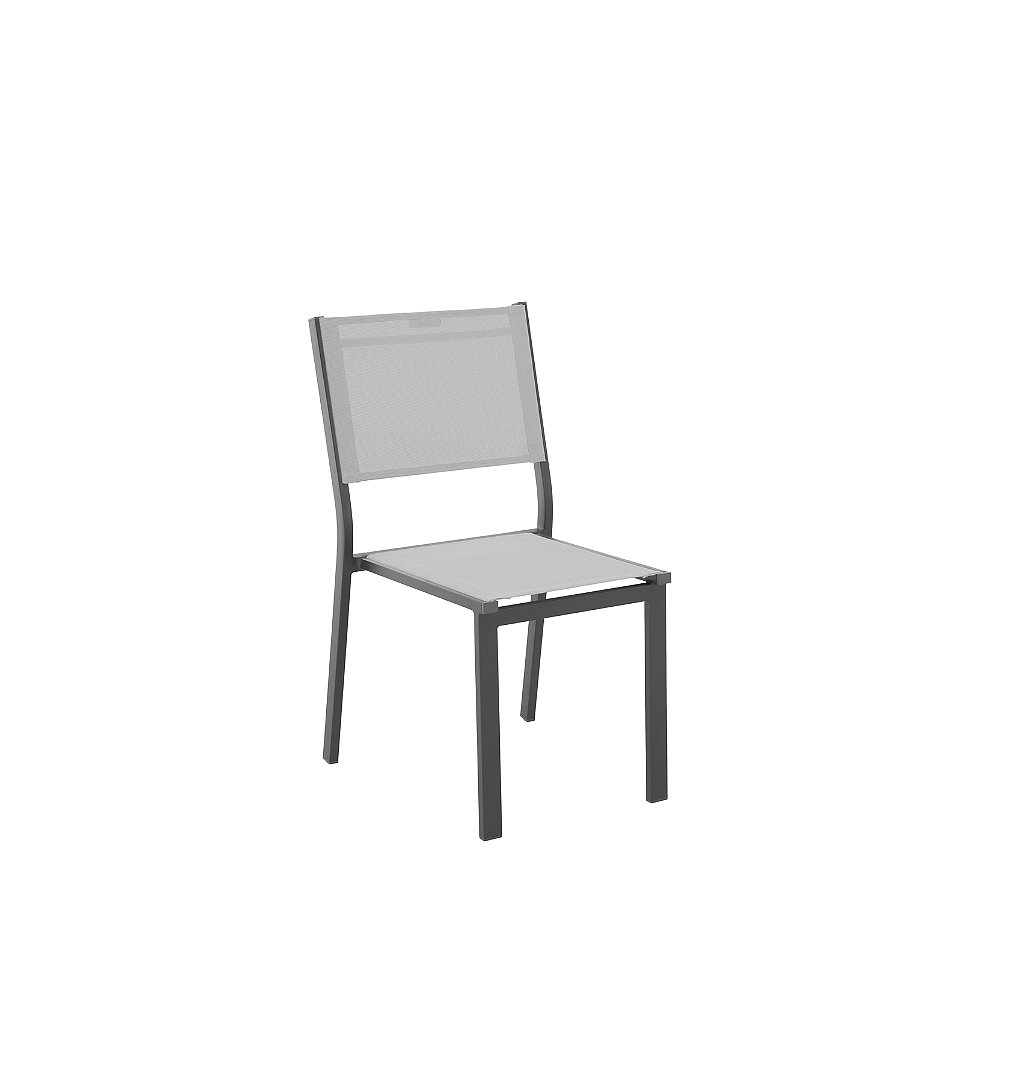 Lot De 6 Chaises Jardin NOUMEA - Métal Et Textilène - Empilables - Noir Et Bois - Accoudoirs