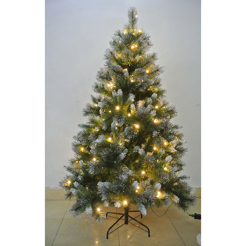 Sapin de Noël artificiel vert lumineux (150LED) et paillettes 180cm