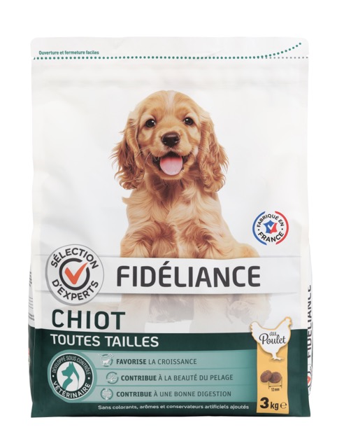 Croquettes chiot au poulet, Toutes tailles, 3kg - Sélection d'Experts - Fidéliance