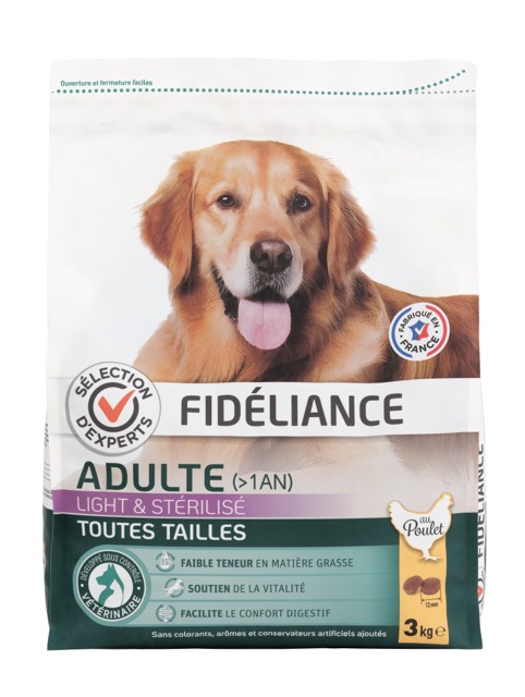Meilleurs prix pour Croquettes chien adulte au poulet light & stérilisé, Toutes tailles, 3kg - Sélection d'Experts - Fidéliance