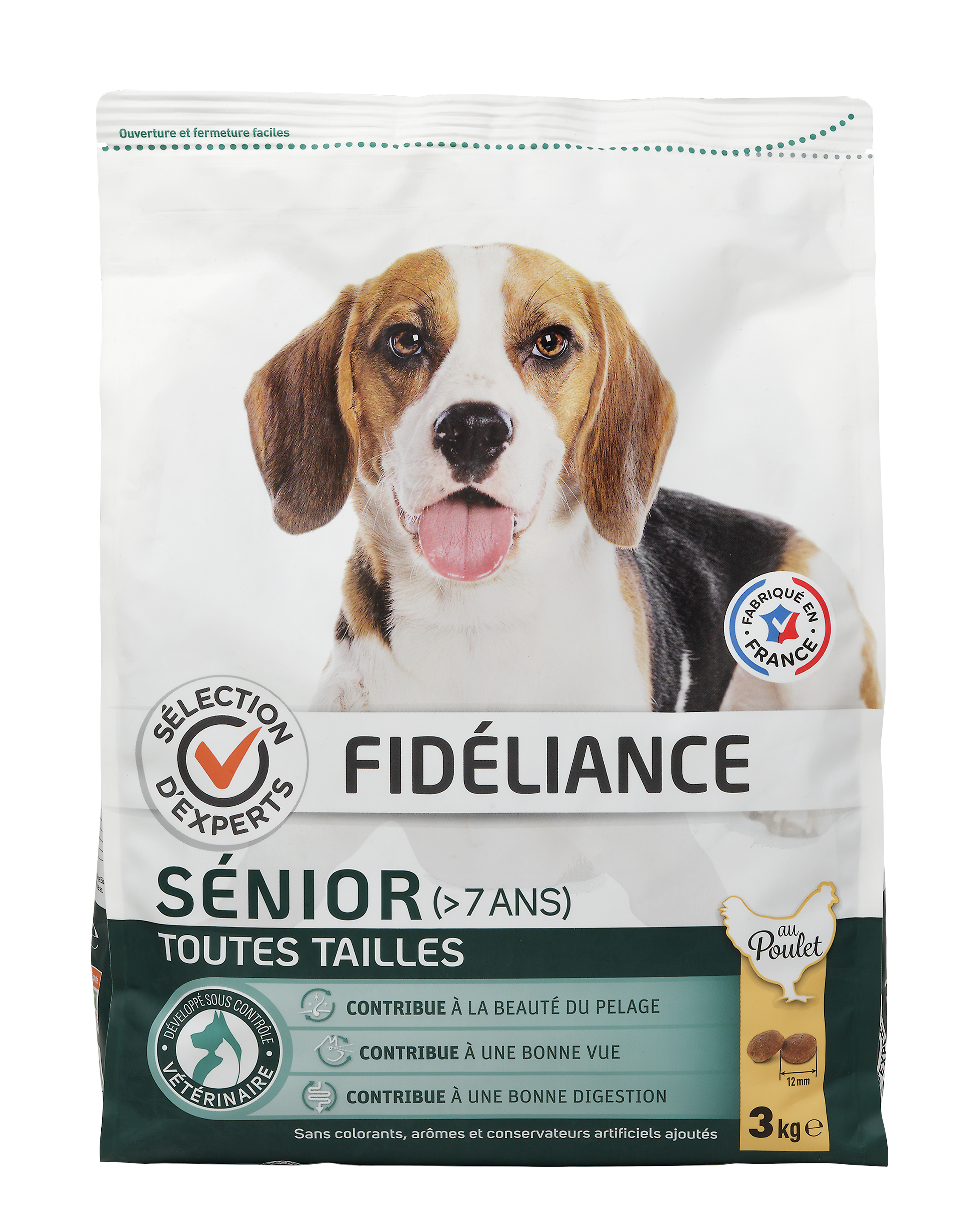 Meilleurs prix pour Croquettes chien sénior au poulet, Toutes tailles, 3kg - Sélection d'Experts - Fidéliance